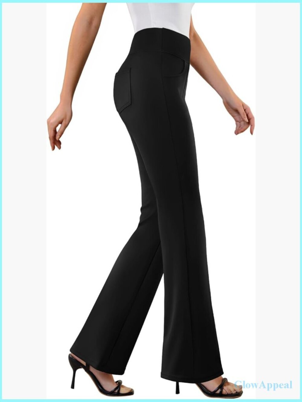 Bootcut Flare Dress Pants Pull On High Waist Work Trousers 4 Pockets